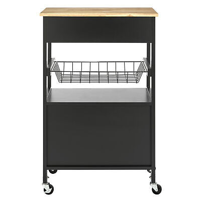 Modern Kitchen Island Storage Trolley Portable Table Workbench Cart