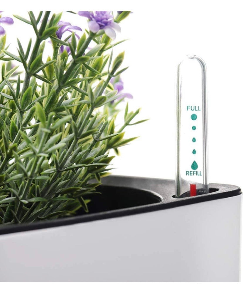 Rectangle Self Watering Planter Pots Window Box 40 cm Indoor Home Garden Modern Decorative Planter Pot for All House Plants Flowers Herbs (1, White(14x40 cm))