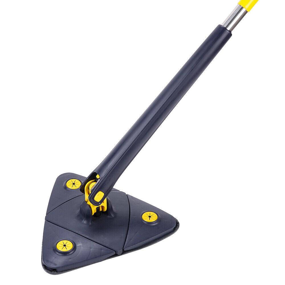 Rotatable Adjustable Cleaning Mop, 360ー Triangle Microfiber Mop with Long Handle, Wet and Dry Mop for Floor Cleaning Telescopic Spin Home Mop with 2 Replaceable Cloth