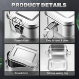4 Pcs Stainless Steel Bento Box 550ml Metal Lunch Box Food Storage Containers Metal Lunch Container, Lockable Clips to Leak Proof, Reusable Dishwasher Safe Lunch Snack Boxes for Work, School