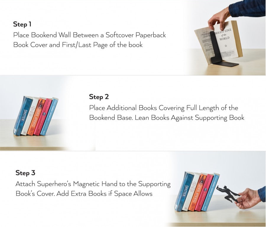 Superhero Bookend Figurines Metal Bookshelf Decor Desktop Ornament Office Desktop Accessories Bookshelf Home Decoration