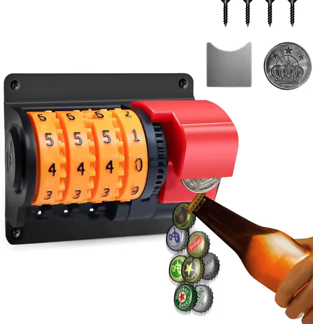 Beer Counter Bottle Opener Wall Mounted Automatic Counting Bottle Opener Creative Beer Can Opener for Kitchen Bar Restaurant