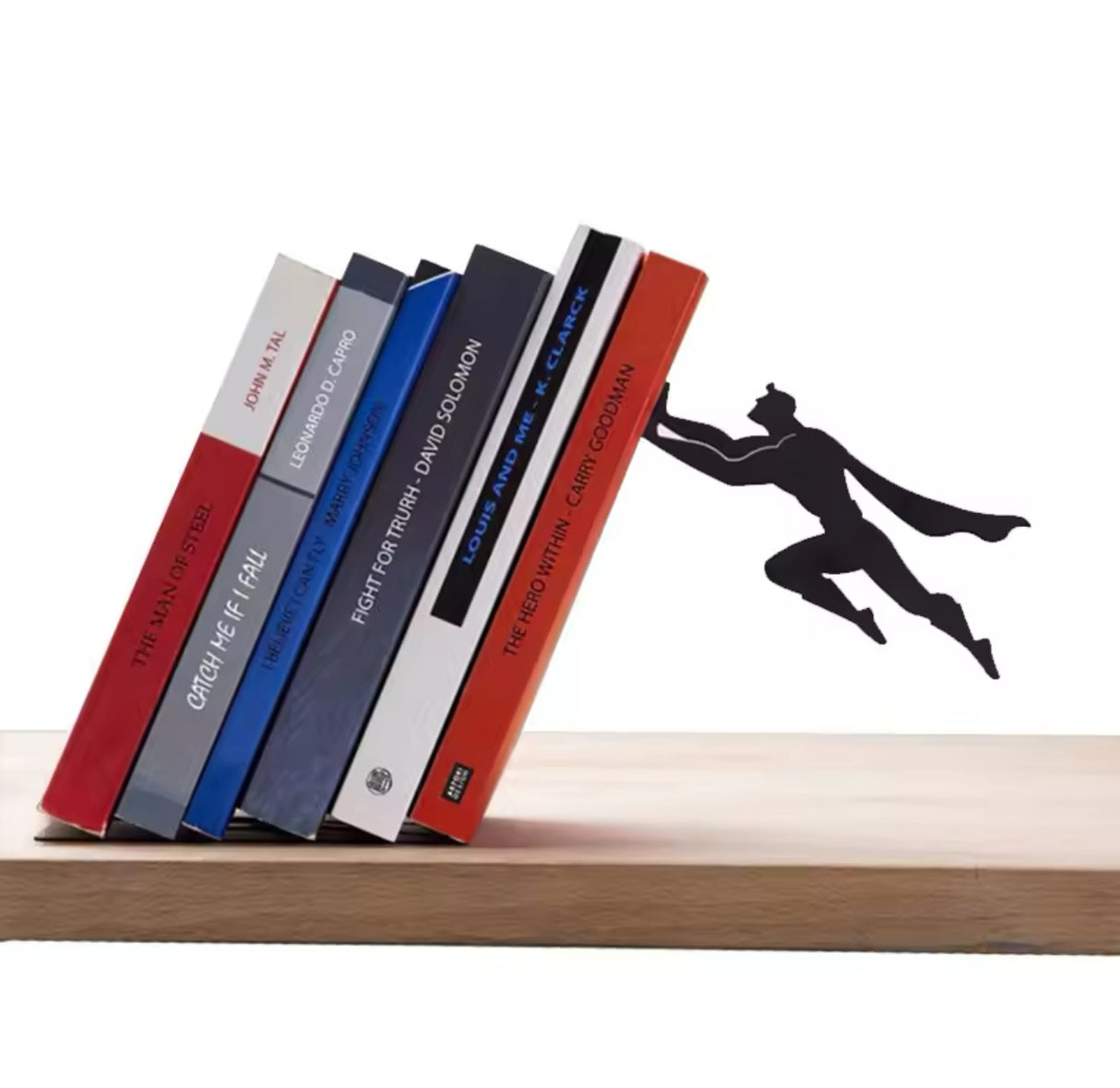 Superhero Bookend Figurines Metal Bookshelf Decor Desktop Ornament Office Desktop Accessories Bookshelf Home Decoration