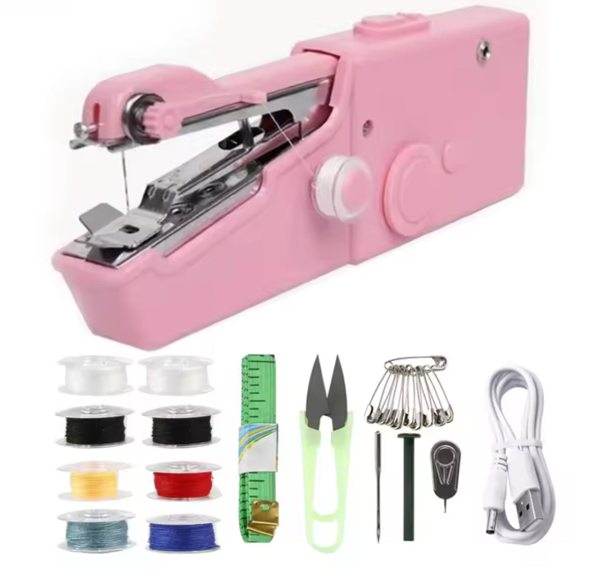 Portable Mini Electric Sewing Machine Handheld Sewing Machine with Bobbin for Needlework Handwork Home Travel