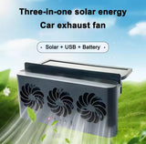 Solar Powered Car Radiator Cooling Fan With 3 Air Outlets Car Window Air Vent Fan USB Powered Auto Ventilation Fan For All Cars
