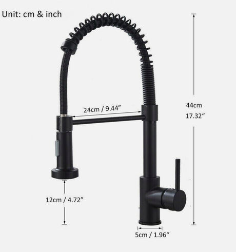 WELS Kitchen Mixer Taps Black Pull Out Sink Taps 360° Swivel Single Lever Faucet