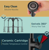 WELS Kitchen Mixer Taps Black Pull Out Sink Taps 360° Swivel Single Lever Faucet