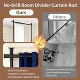 Room Divider Curtain Rod No Drilling, Wall Divider for Room Separation, 121-304cm(H) 71-177cm(W) Adjustable, Heavy Duty Floor to Ceiling Tension Curtain Stand, Black