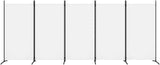 vidaXL Modern Room Divider with Foldable Design, 5-Panel Fabric Divider in White, Privacy Screen for Living Room and Bedroom, 433x180 cm