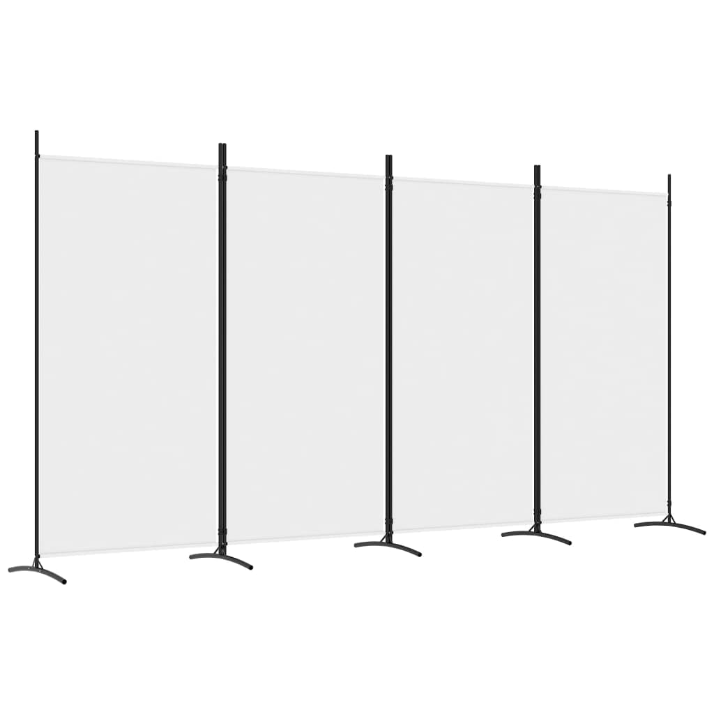 vidaXL Modern Room Divider with Foldable Design, 5-Panel Fabric Divider in White, Privacy Screen for Living Room and Bedroom, 433x180 cm