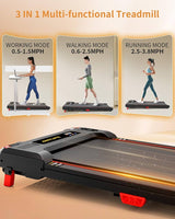 Walking Pad with Handle Bar, Anylife Incline Walking Pad Under Desk Treadmill, 2.5HP Portable Small Treadmills for Home, Compact Treadmill 150KG Capacity with LED Display