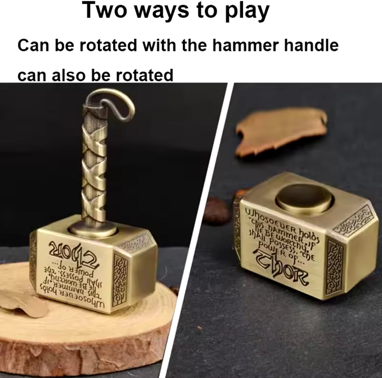 Superhero Battle Hammer Fidget Hand Spinner Metal The Mighty Mjolnir Fingertip Keychain Toy Stress Relief Toys For Kids Gifts