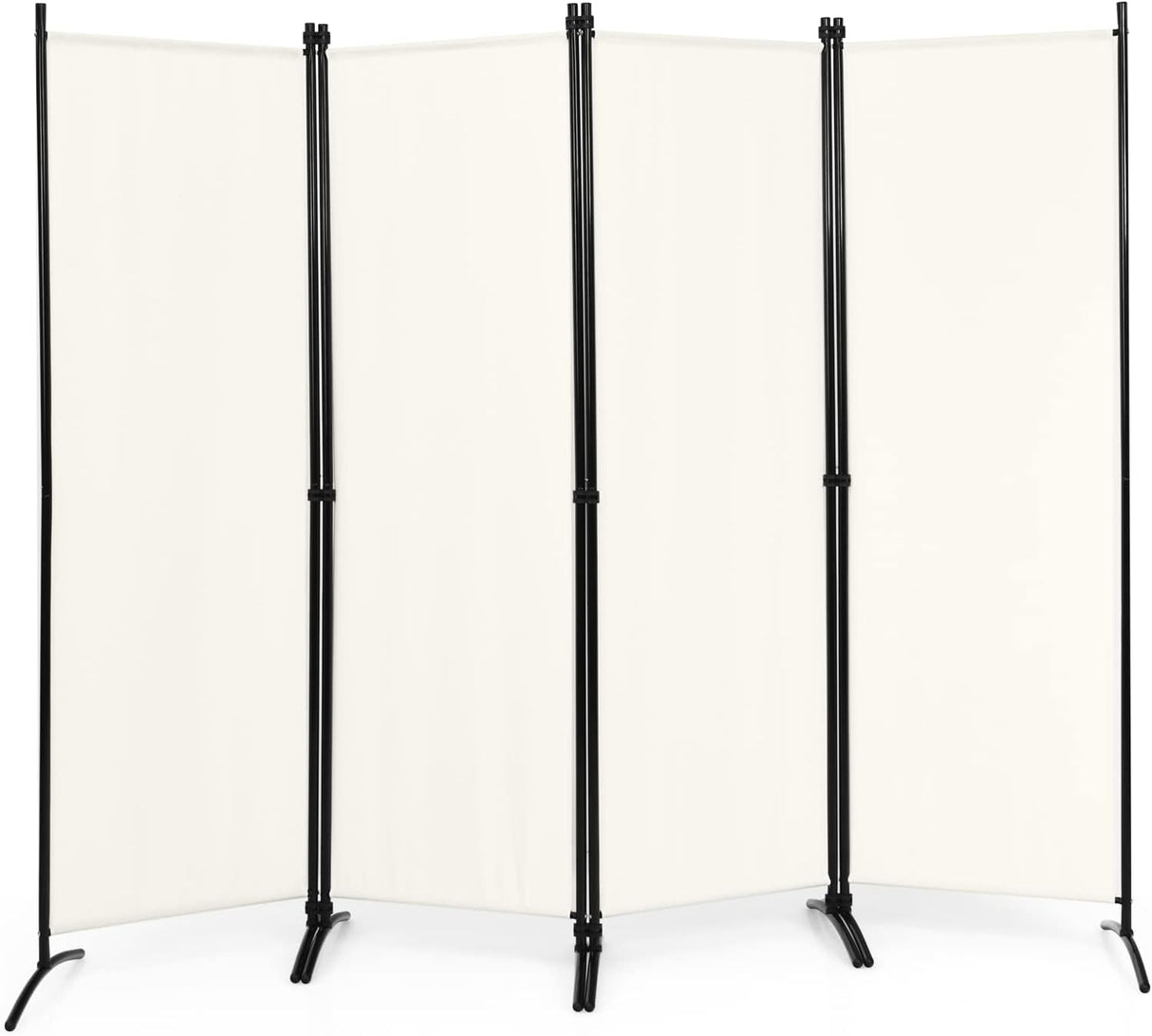 4-Panel Room Divider Folding Privacy Screen Home Office 224 x 171cm Black