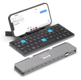 Folding Mini Wireless BT Keyboard With Magnetic Stand Aluminum Alloy Keypad For iPad iPhones Samsung Tablet Rechargeable Keypad