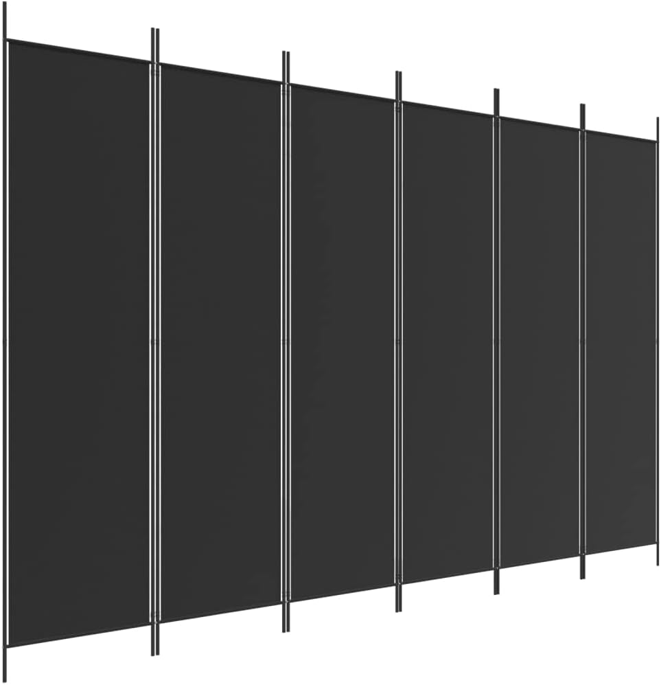 'vidaXL 6-Panel Room Divider in Black - Versatile and Foldable Partition, Made with Durable Fabric and Iron, Ideal for Bedroom and Living Room