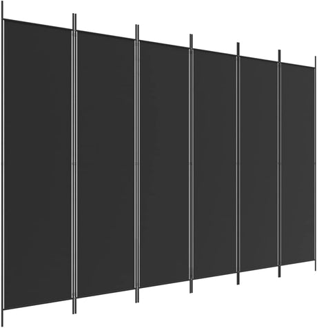 'vidaXL 6-Panel Room Divider in Black - Versatile and Foldable Partition, Made with Durable Fabric and Iron, Ideal for Bedroom and Living Room