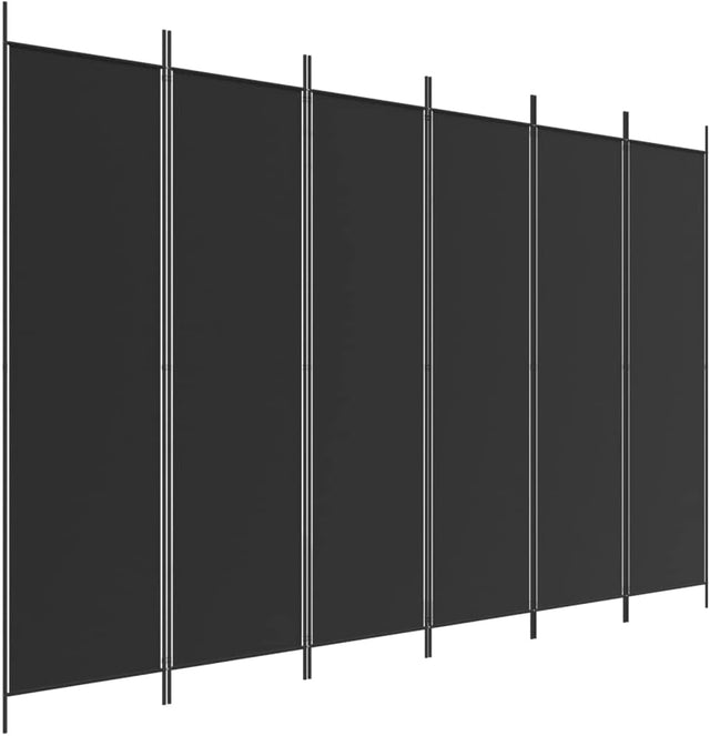 'vidaXL 6-Panel Room Divider in Black - Versatile and Foldable Partition, Made with Durable Fabric and Iron, Ideal for Bedroom and Living Room