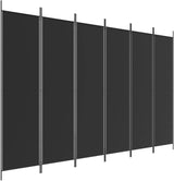 'vidaXL 6-Panel Room Divider in Black - Versatile and Foldable Partition, Made with Durable Fabric and Iron, Ideal for Bedroom and Living Room