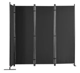 4-Panel Room Divider Folding Privacy Screen Home Office 224 x 171cm Black