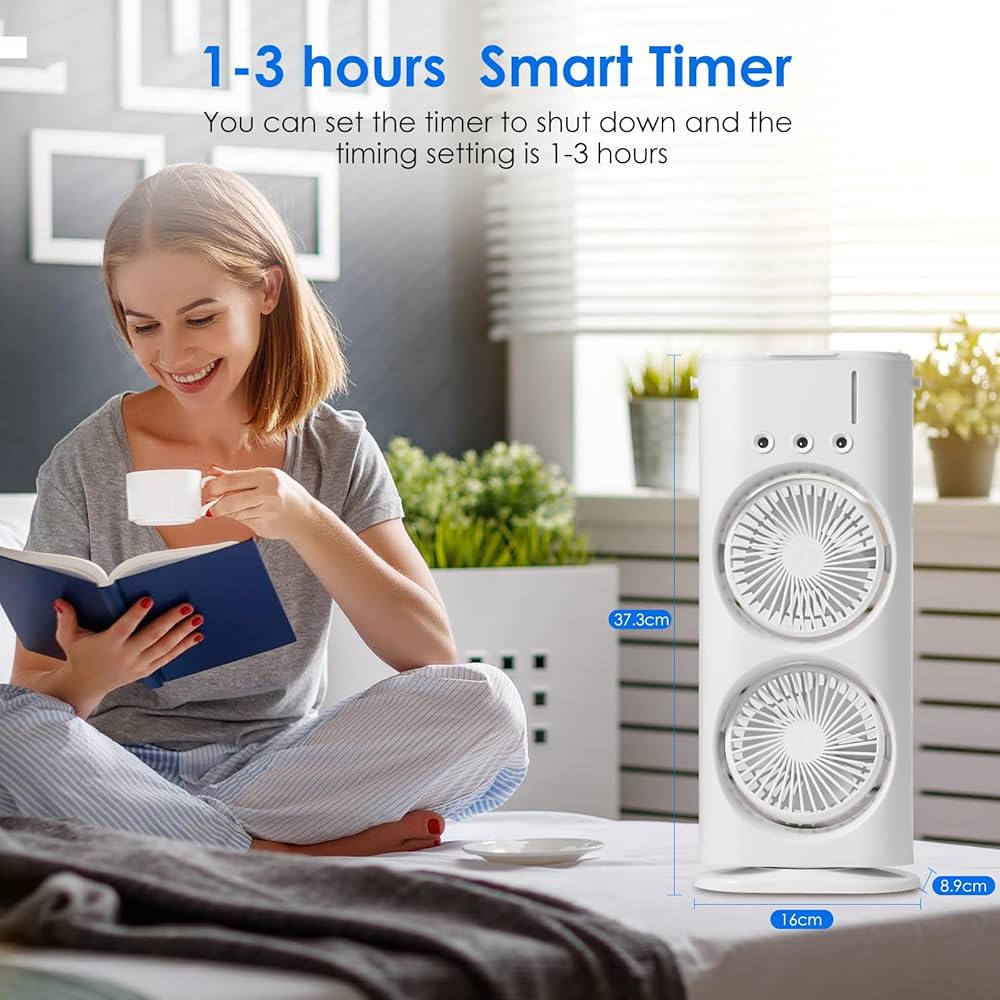 Mobile Air Conditioner with Remote Control, USB Portable Air Cooler, Mini Air Conditioner, Portable Air Cooler Fan, 3 Wind Speeds, Spray Function, 7 Colours Light