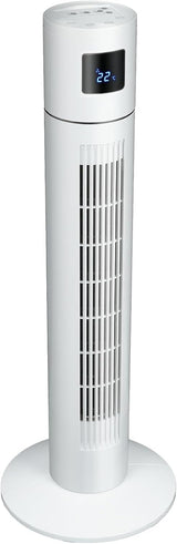 YOPOWER Tower Fan Portable Floor Fan Electric Cooling Fans with 3 Speed, 12H Timer, 70° Oscillating, LED Digital Display for Bedroom Home Office, White