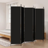 'vidaXL 6-Panel Room Divider in Black - Versatile and Foldable Partition, Made with Durable Fabric and Iron, Ideal for Bedroom and Living Room