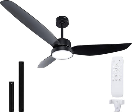 Soilsiu 52 Inch Ceiling Fan with Light and Remote, Flush Mount Quiet Ceiling Fan with Dc Motor, Reversible Blades 6 Speeds 3 Colors Dimmable LED Ceiling Fan light for Living Room (220V-240V, 50Hz)