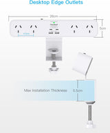 One Beat PD 30W Desk Clamp Power Board USB C,Fast Charging Station,4 Outlets with 4USB Ports(2USB C), Desktop Mounted Power Board Surge Protected,1.5M Extension Cord for Desk Accessories Home Office