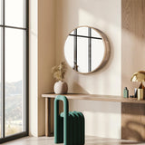 Simplus Round 600MM Bathroom Mirror Cabinet with Glass Door Shower Shaving Cupboard Wall Mounted Medicine Vanity Storage Shelves (Oak)