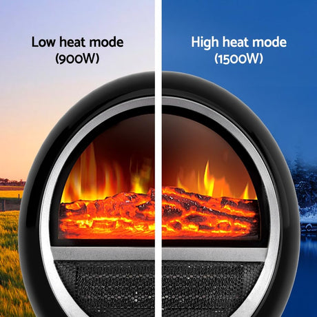 Electric Fireplace Fire Heater 3D Flame Effect Heaters Indoor 1500W