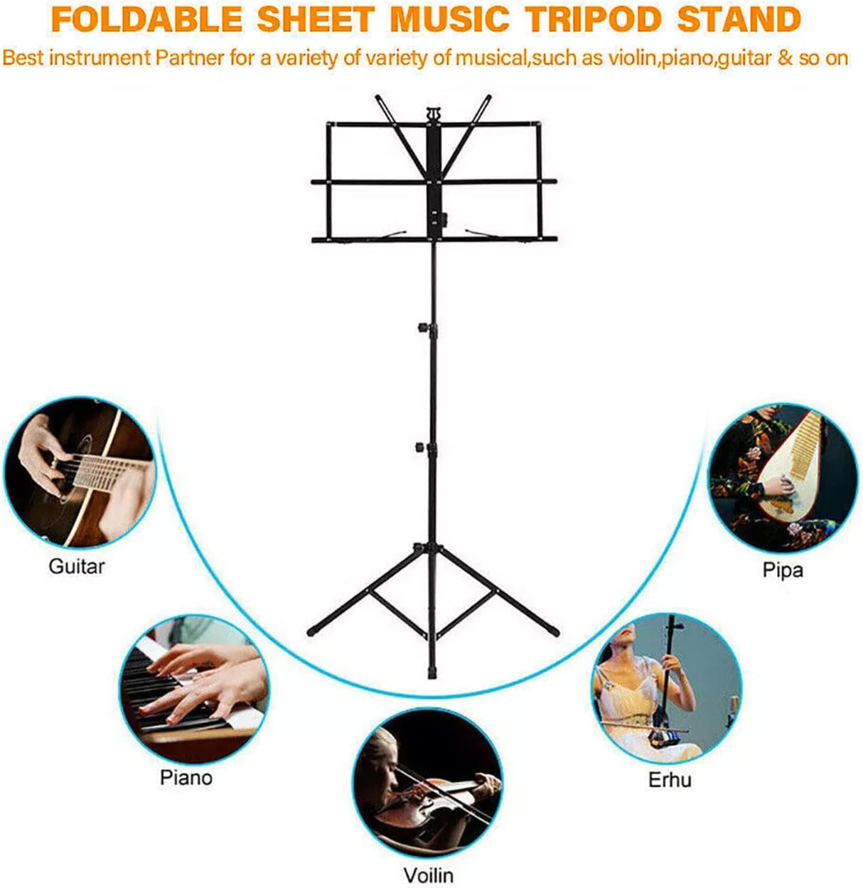 Provecta Music Stand,Folding Adjustable Music Holder,Portable Music Sheet Stand Holder with Carrying Bag