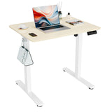 ERGOMAKER Electric Standing Desk 80x60cm (31"x23.6"), Height Adjustable Sit Stand Desk with Splice Board for Home Office, Computer Desk Memory Preset (White Frame + White Desktop)