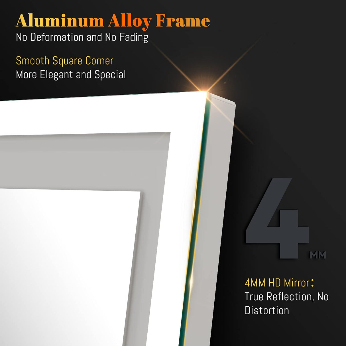 LED Full Length Mirror, 160 x 50 cm Floor Mirror with Lights, Wall Mounted Lighted Mirror, Free Standing Mirror, Dressing Body Mirror, 3 Color Lighting & Dimmable Brightness