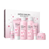 Skin Care Set JAPAN SAKURA Beauty Gift Sets Skin Care Kit with Cleanser, Serum, Eye Cream, Face Cream Travel Kit for Women Mom Wife Teen Girls Gentle Skin Cleaning TSA-friendly Sizes 4pcs