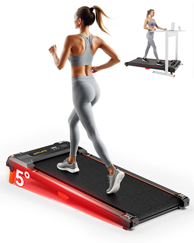 Walking Pad with Handle Bar, Anylife Incline Walking Pad Under Desk Treadmill, 2.5HP Portable Small Treadmills for Home, Compact Treadmill 150KG Capacity with LED Display