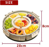 IRONA Portable Spinnable Snackle Box Container, Divided Dishes, Trays & Platters,Divided Rotating Serving Tray with Lid and Handle for Veggie, Fruit, Candy, Nuts, Divided Serving Platter