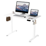 ERGOMAKER Electric Standing Desk 80x60cm (31"x23.6"), Height Adjustable Sit Stand Desk with Splice Board for Home Office, Computer Desk Memory Preset (White Frame + White Desktop)