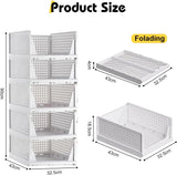 5Pack Plastic Storage Boxes, Foldable Drawer Boxes, Stackable Wardrobe Organiser, Shelf Storage Box, Shelf Baskets, Wardrobe, Stacking Drawers, Storage Boxes, for Kitchen, Bedroom