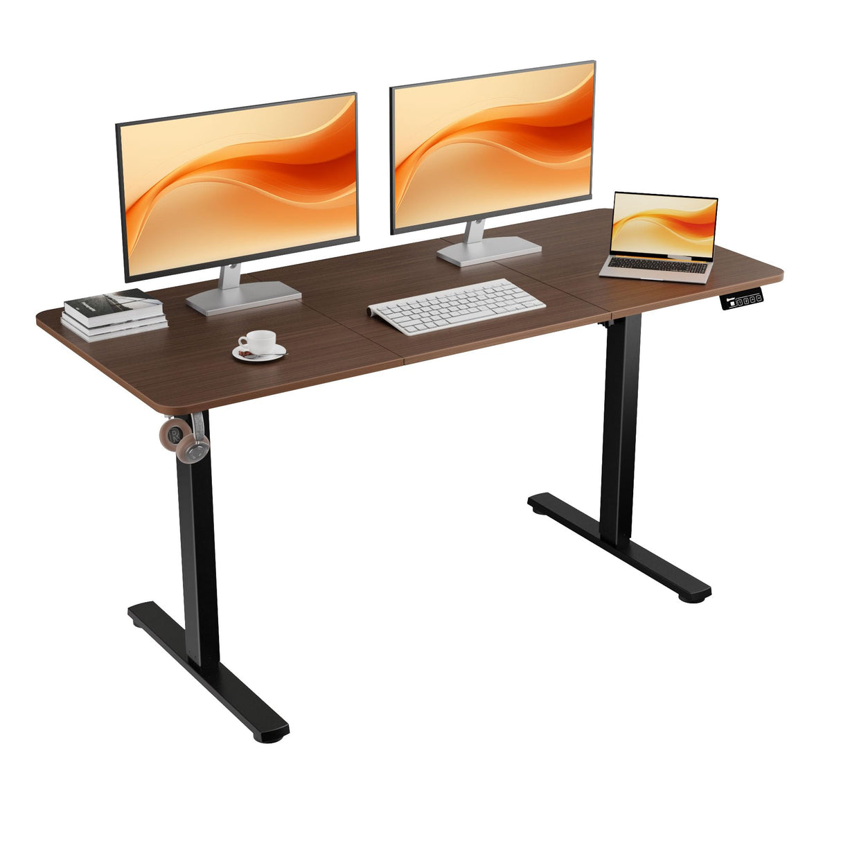 ERGOMAKER Electric Standing Desk 80x60cm (31"x23.6"), Height Adjustable Sit Stand Desk with Splice Board for Home Office, Computer Desk Memory Preset (White Frame + White Desktop)