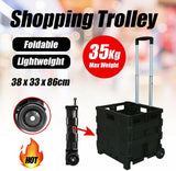 Bliss Gifts & Homewares Folding Carry Cart with Lid I Foldable Shopping Cart Trolley I Portable Pack & Roll Folding Grocery Basket I Container Carrier I Grocery Bag for Shopping Travel (Red)