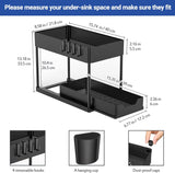 Puricon 1 Pack Under Sink Organizers and Storage Pull Out Sliding Drawer, 2 Tier Multi-Purpose Kitchen Under The Sink Organizer Under Bathroom Sink Shelf Storage Rack for Countertop Laundry -Black