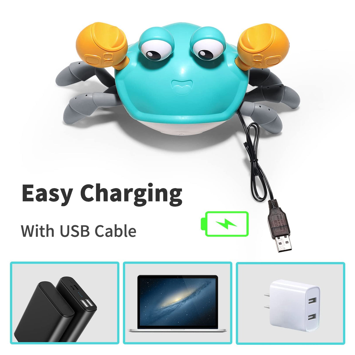 Crawling Crab, Tummy Time Baby Toys, Sensing Interactive Walking Dancing Toy with Music Sounds & Lights, Infant Fun Birthday Gift Toddler Boy Girl (Cute Green)