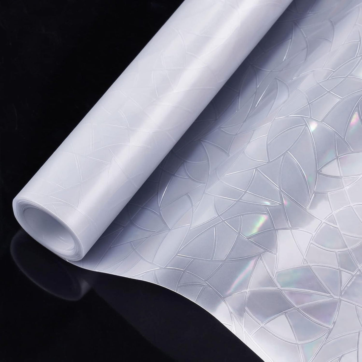 rabbitgoo Window Privacy Film, Rainbow Window Clings, 3D Decorative Window Vinyl, Stained Glass Window Decals, Static Cling Window Sticker Non-Adhesive, 44.5 x 200 cm