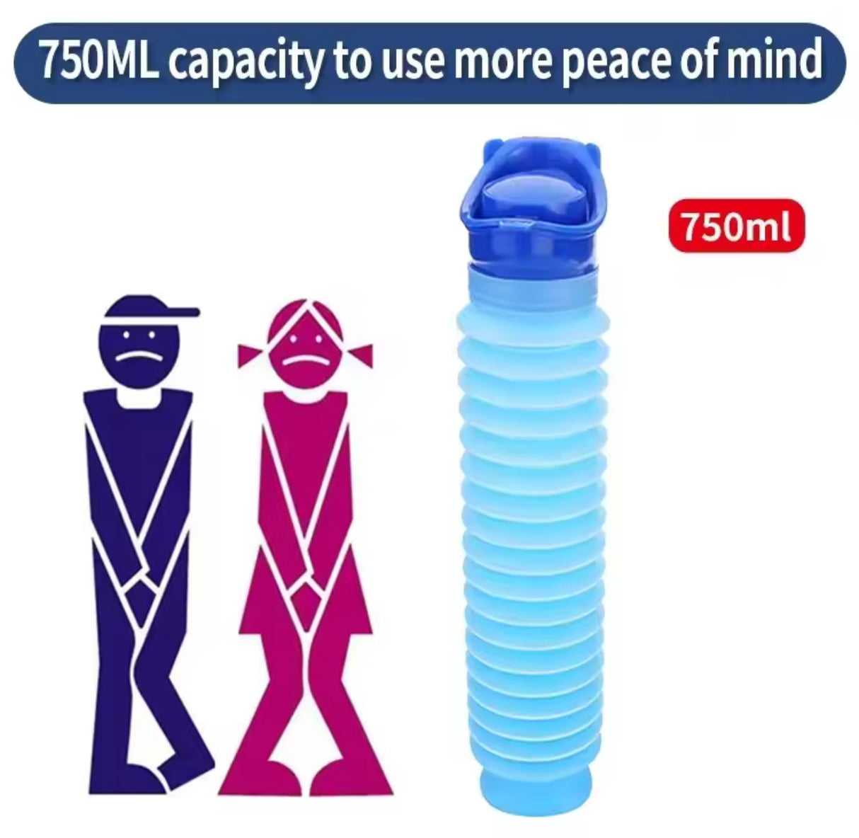 750ml Outdoor Portable Car Urinal Telescopic Squat-free Female Boys And Children Travel Camping Hiking Emergency Urinal Foldable