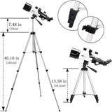 Telescope, Telescopes for Adults, Telescope for Kids Beginners 70mm Aperture 400mm AZ Mount, Fully Multi-Coated Optics, Astronomy Refractor with Tripod, Phone Adapter, Backpack