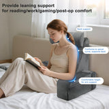 Reading Pillow,Back Pillow for Bed Sitting Up,Backrest Support Pillow with Arm and Large Pockets,Bed Chair for Reading,Gaming,Relaxing,Working or Watching TV in Bed&Floor