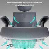 WULAR Ergonomic Office Chair, Breathable Mesh Desk Chair with Adjustable Lumbar Support and Headrest, High Back Computer Chair with Flip-up Armrests, Thick Cushion for Home, Office (Grey)