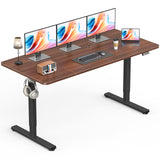 Standing Desk, Height Adjustable Electric Stand up Desk, 140x60CM Sit Stand Home Office Desk with Splice Board (Rustic Brown)
