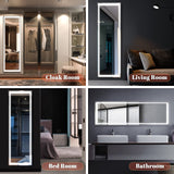 LED Full Length Mirror, 160 x 50 cm Floor Mirror with Lights, Wall Mounted Lighted Mirror, Free Standing Mirror, Dressing Body Mirror, 3 Color Lighting & Dimmable Brightness