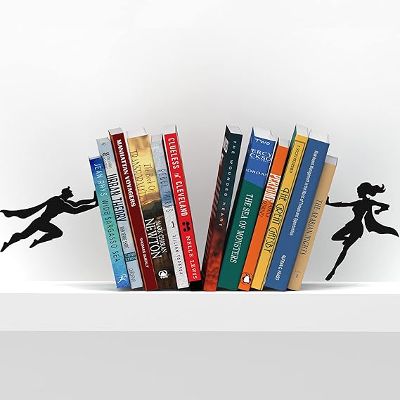 Superhero Bookend Figurines Metal Bookshelf Decor Desktop Ornament Office Desktop Accessories Bookshelf Home Decoration
